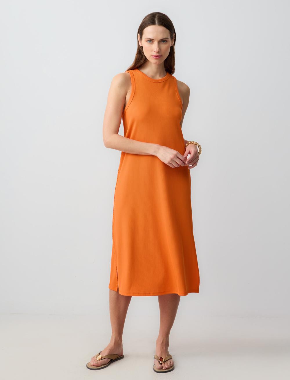 Loose Fit Crew Neck Sleeveless-Sleeve Dress - 5SW064243
