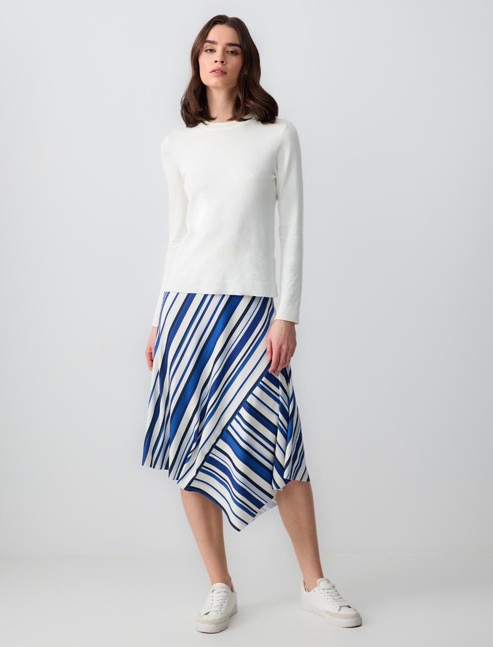 Relaxed Fit Regular Waist Patterned Knitted Midi Skirt