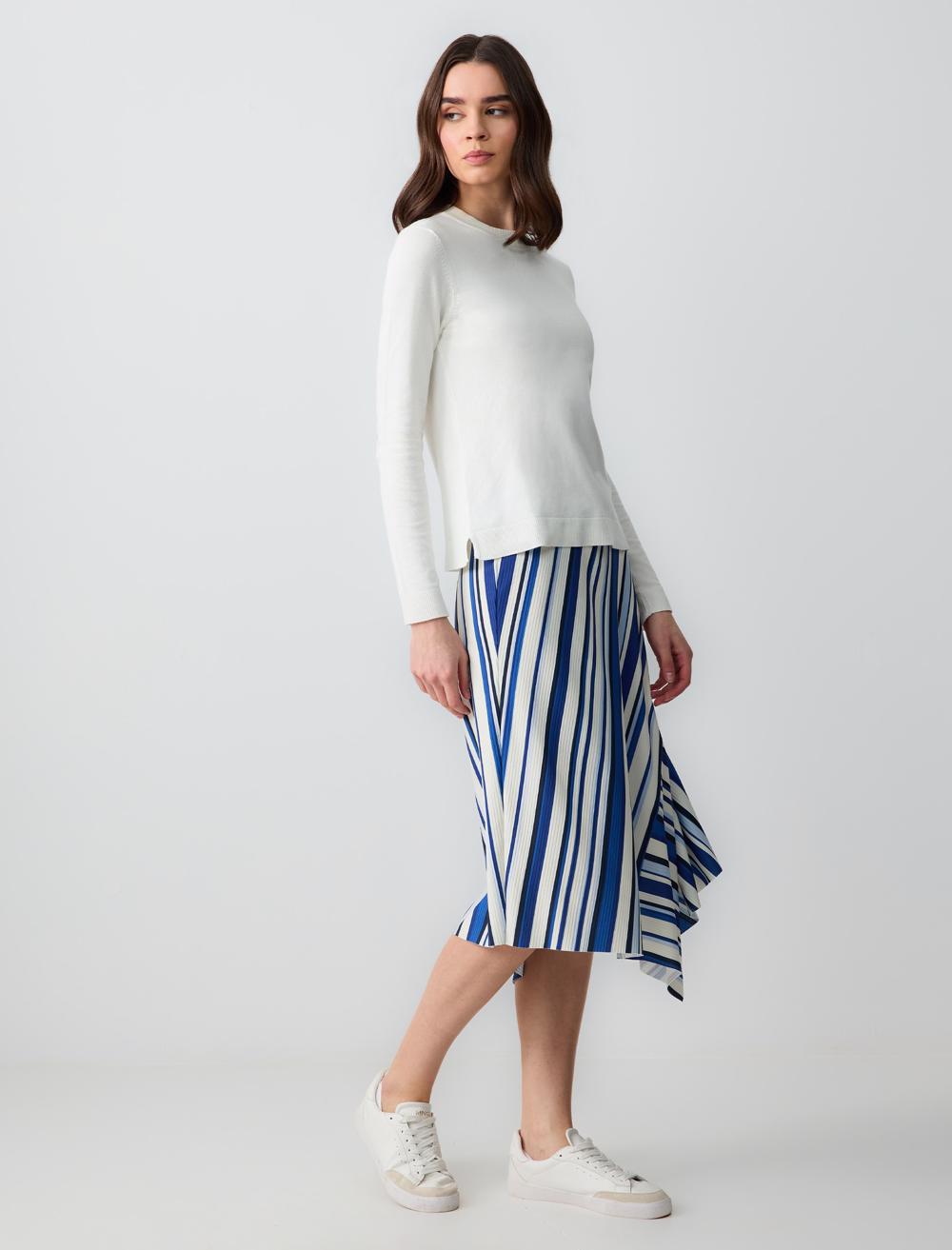 Relaxed Fit Regular Waist Patterned Knitted Midi Skirt