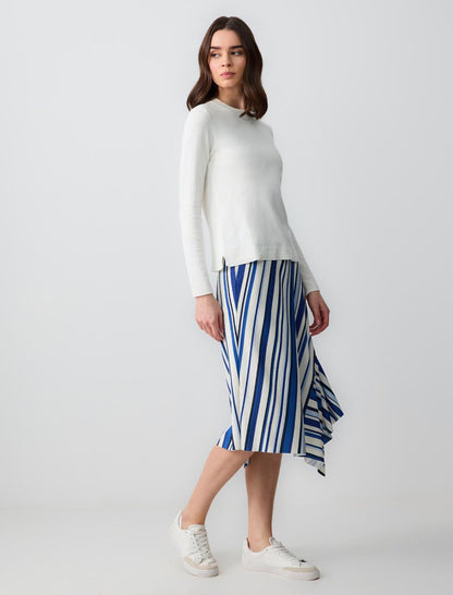 Relaxed Fit Regular Waist Patterned Knitted Midi Skirt