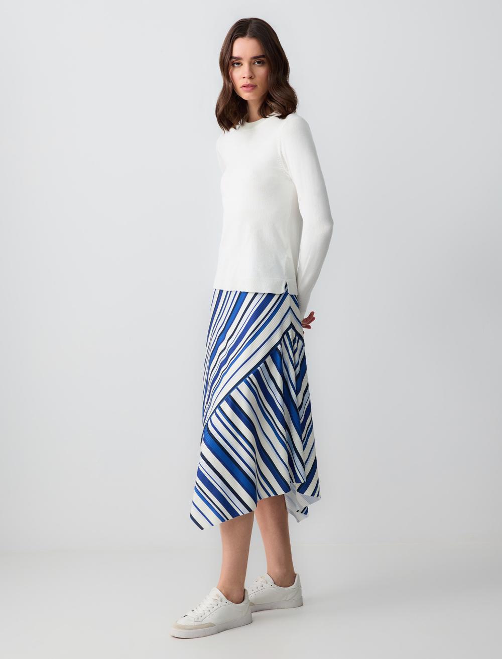 Relaxed Fit Regular Waist Patterned Knitted Midi Skirt