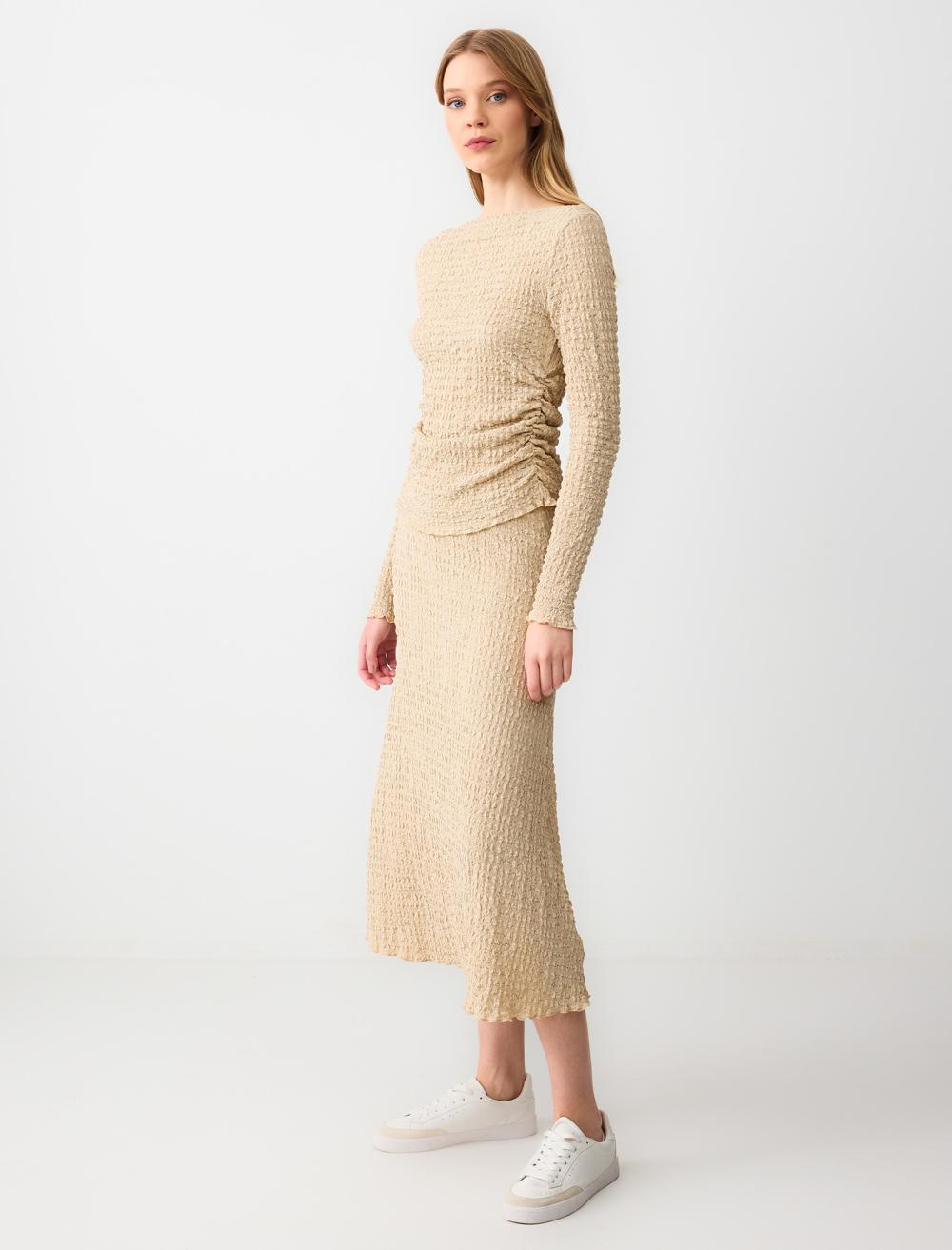 Loose Fit Skirt - Beige - 5SW072315909
