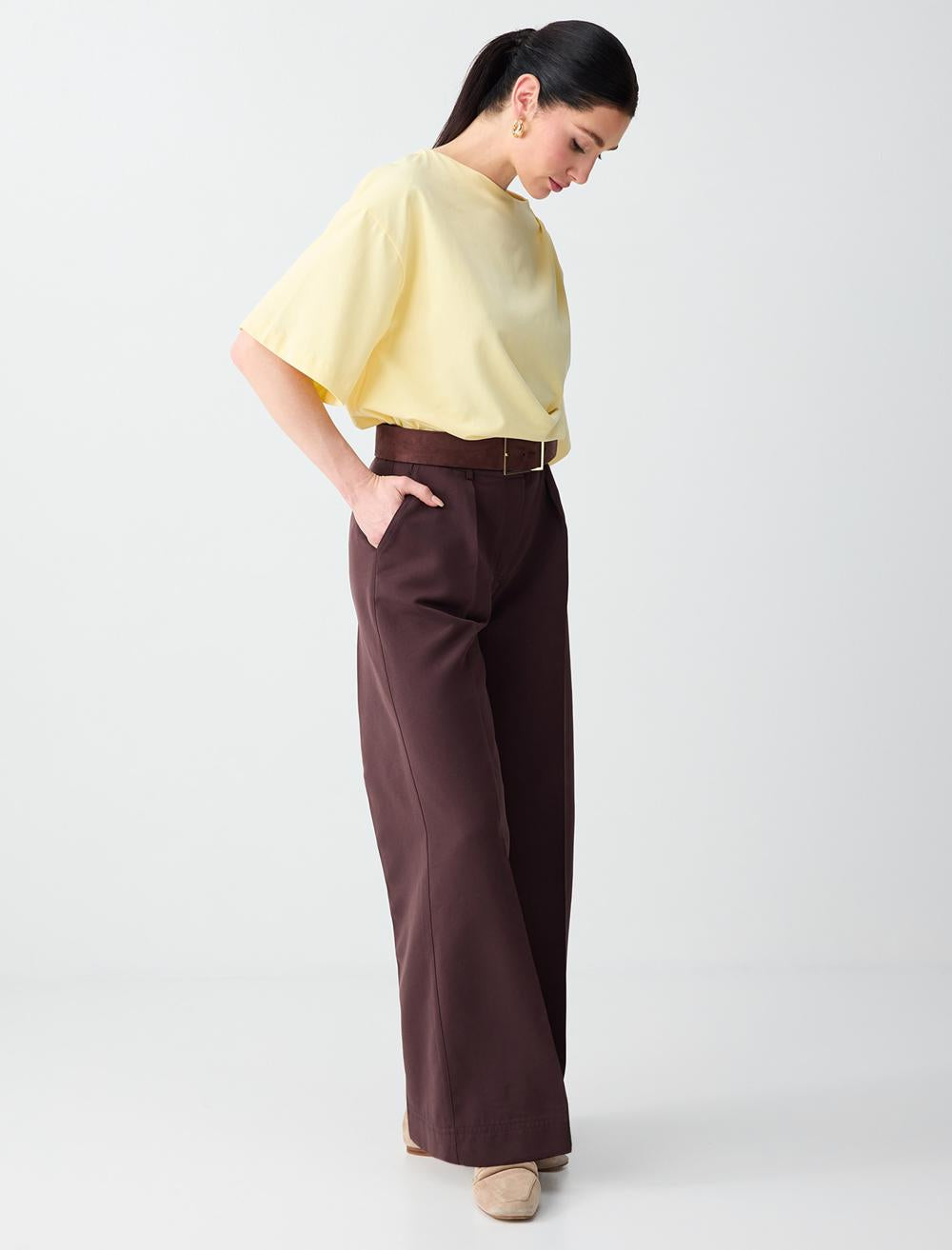 Relaxed Fit Pants - Aci Kahve