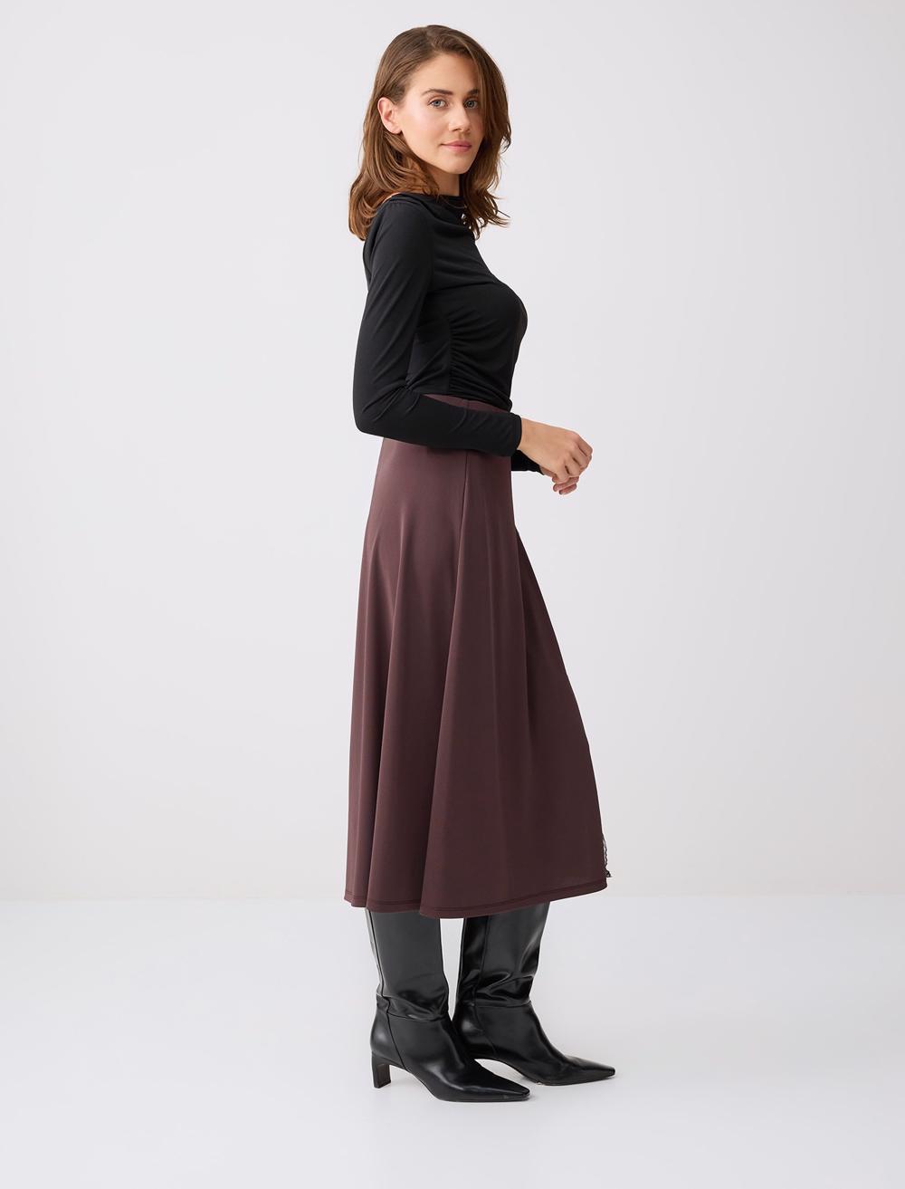 Loose Fit Skirt - Brown - 6SW075495803