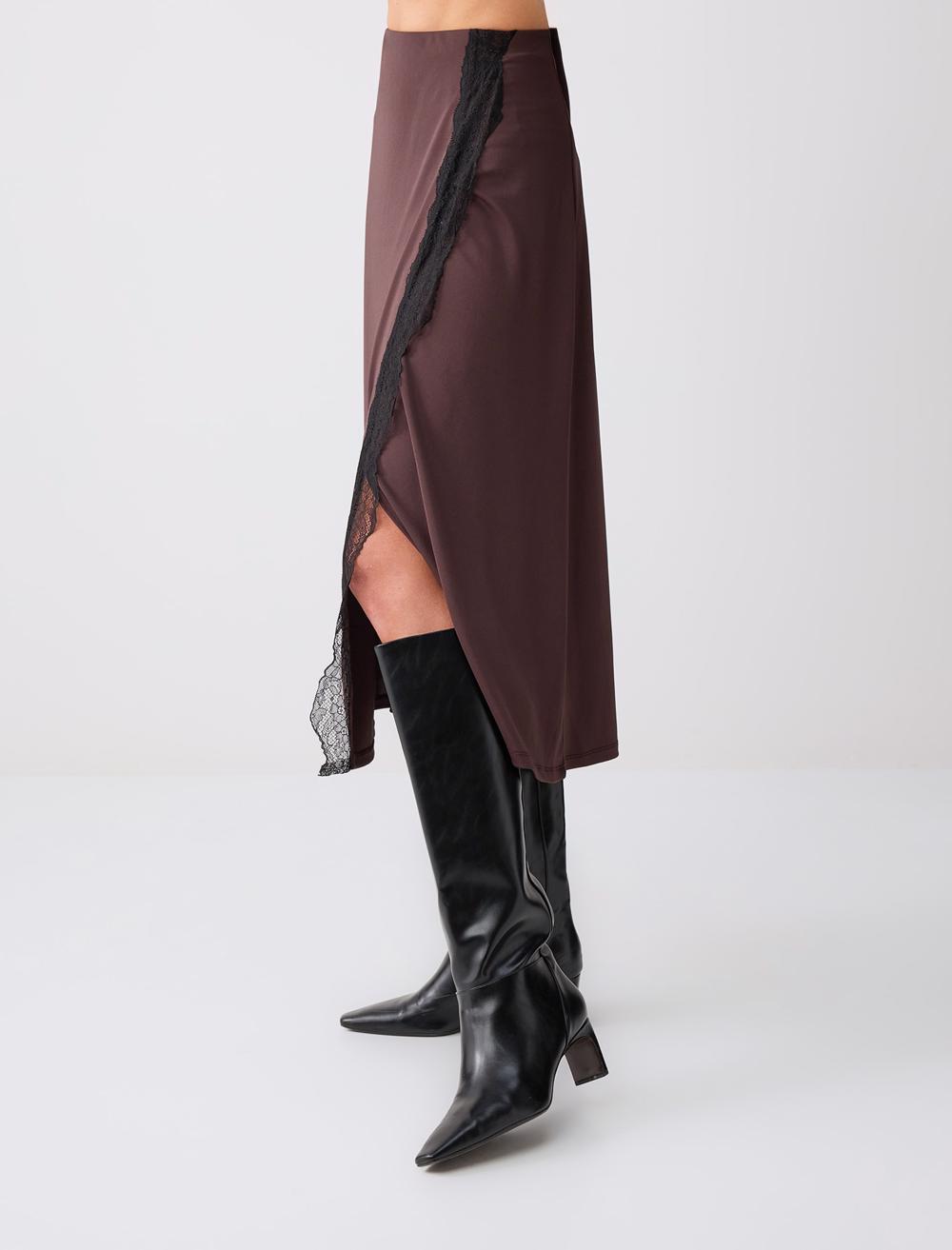 Loose Fit Skirt - Brown - 6SW075495803