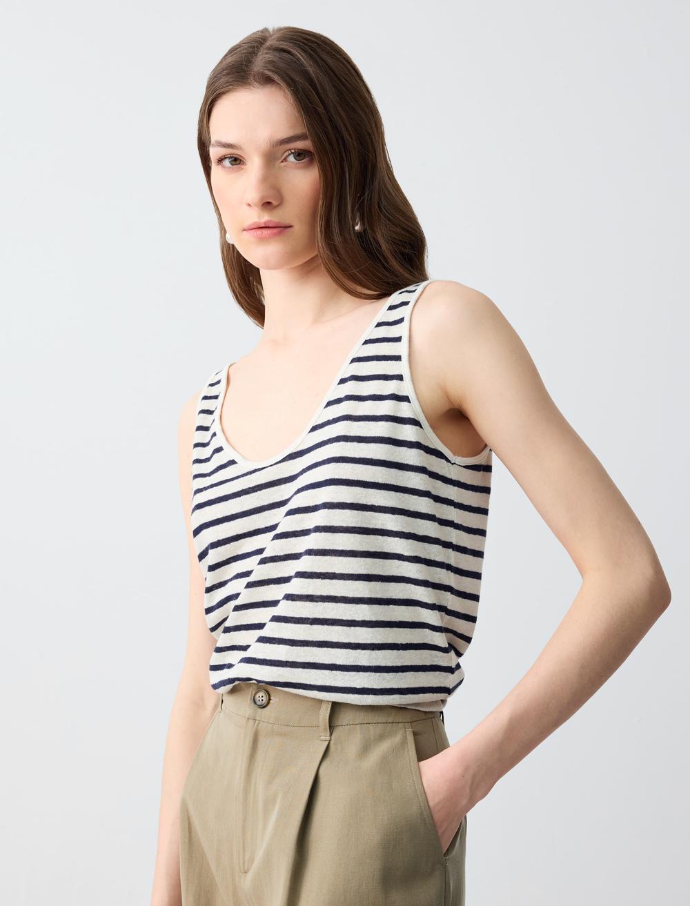 Loose Fit Scoop Neck Sleeveless-Sleeve Singlet - 5SW013245
