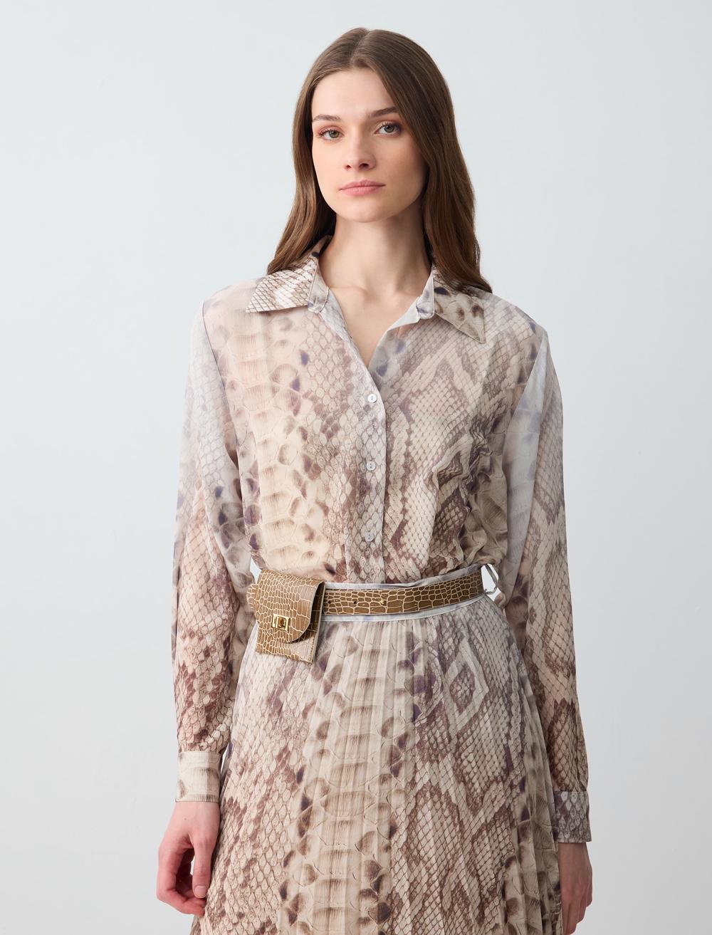 Loose Fit Shirt Collar Long-Sleeve Shirt - 5SW084444