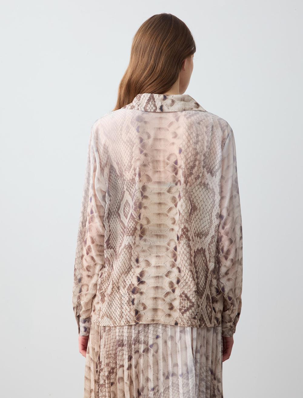 Loose Fit Shirt Collar Long-Sleeve Shirt - 5SW084444