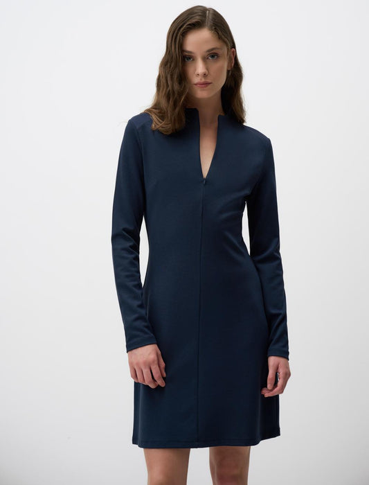 Relaxed Fit Long Sleeve Zipper Mini Dress