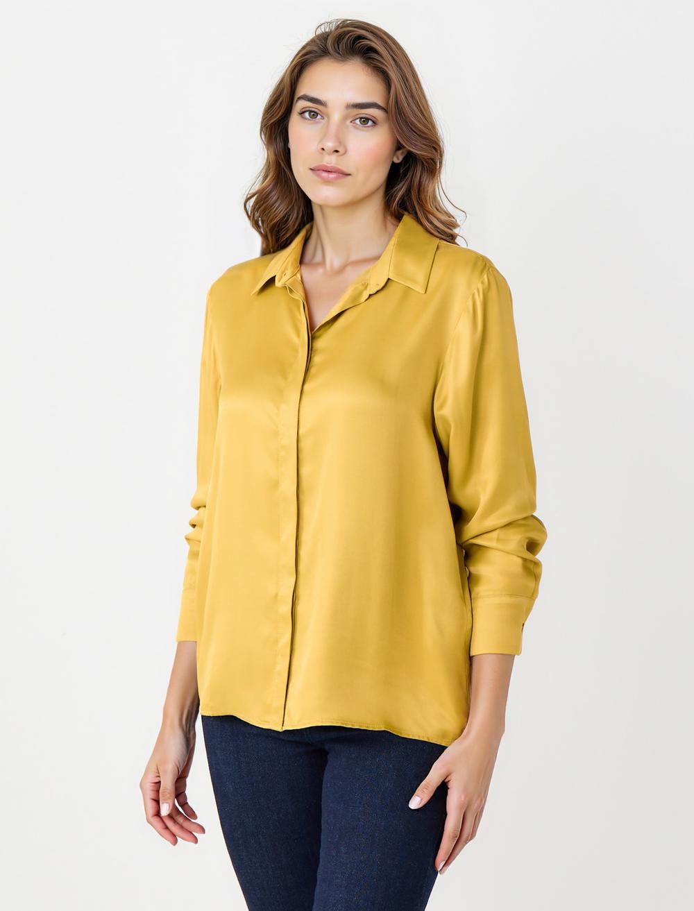 Loose Fit Shirt Collar Long-Sleeve Shirt - 5WW085970