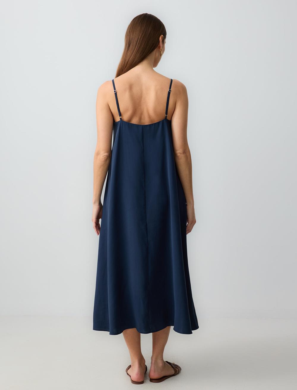 Loose Fit V-Neck Spaghetti Straps-Sleeve Dress - 5SW064430
