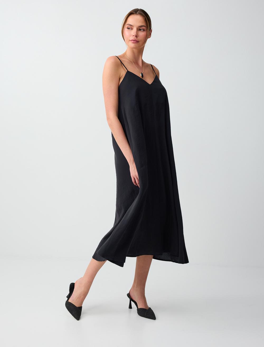 Loose Fit V-neck Spaghetti Strap Dress