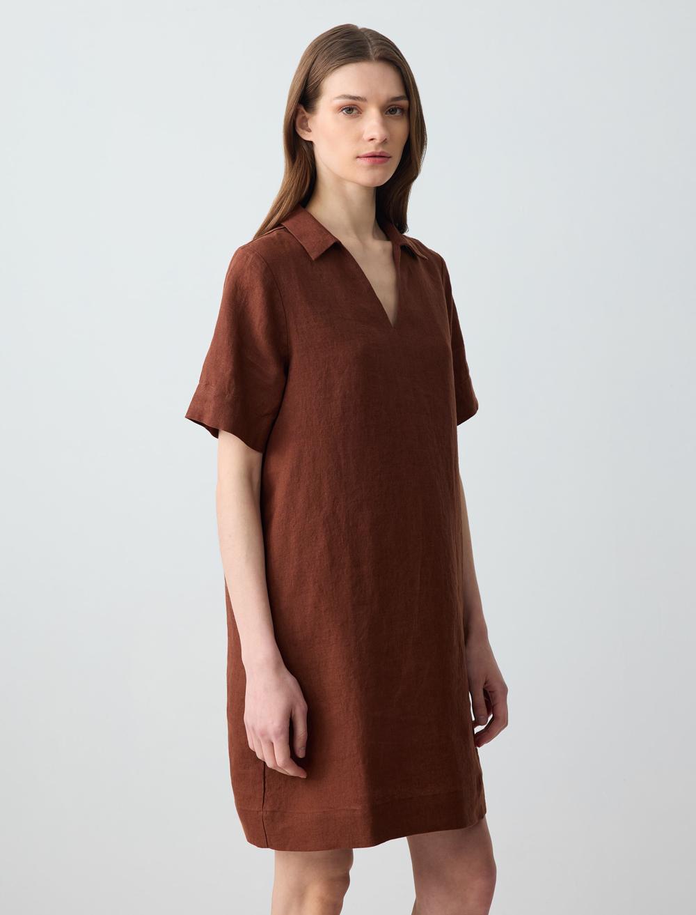 Loose Fit V-Neck Short-Sleeve Dress - 5SW062681