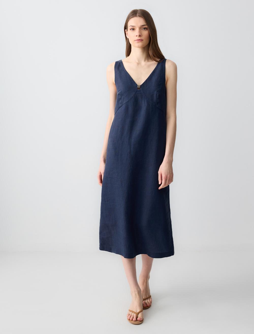 Loose Fit V-Neck Sleeveless-Sleeve Dress - 5SW062696