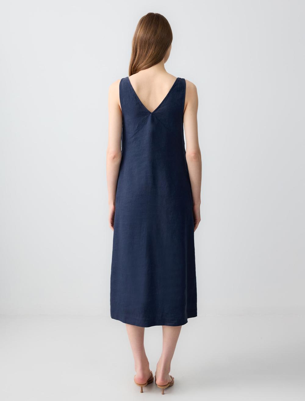 Loose Fit V-Neck Sleeveless-Sleeve Dress - 5SW062696