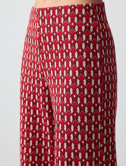 Relaxed Fit High Waist Wide Leg Knitted Patterned Pants