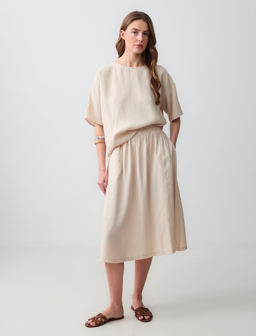Loose Fit Skirt - Beige