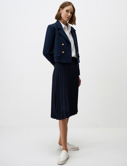 Relaxed Fit High Waist Pleated Midi Skirt