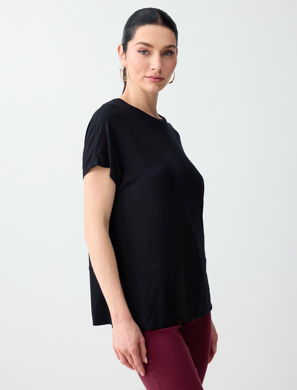 Loose Fit Crew Neck Blouse - Black - 6SW037212900