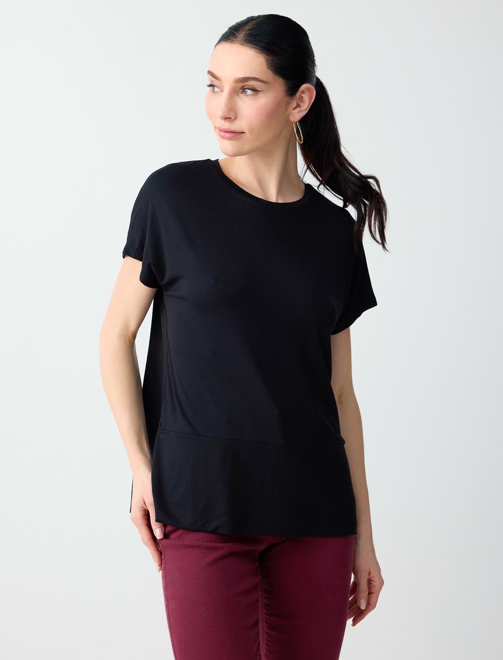 Loose Fit Crew Neck Blouse - Black - 6SW037212900