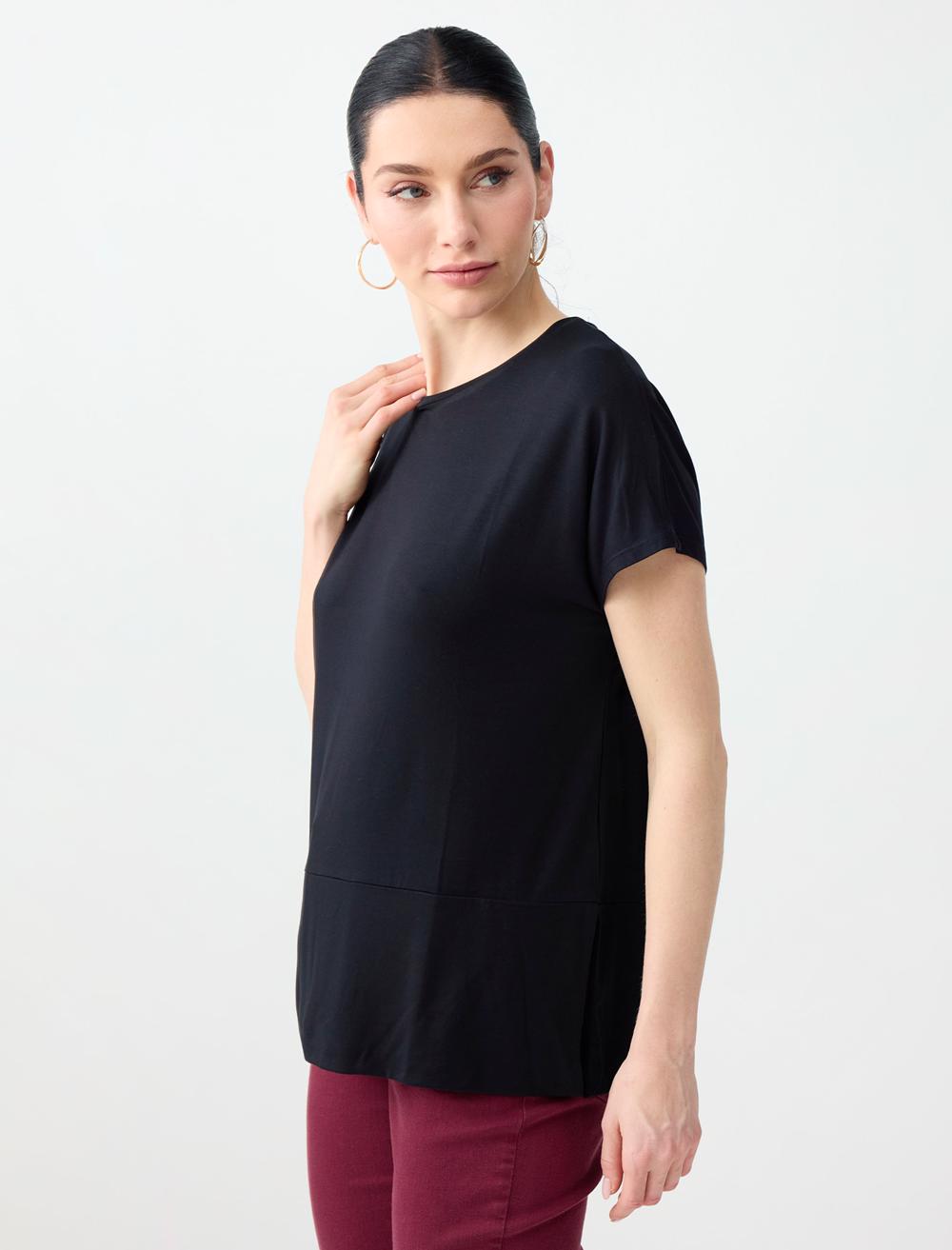Loose Fit Crew Neck Blouse - Black - 6SW037212900