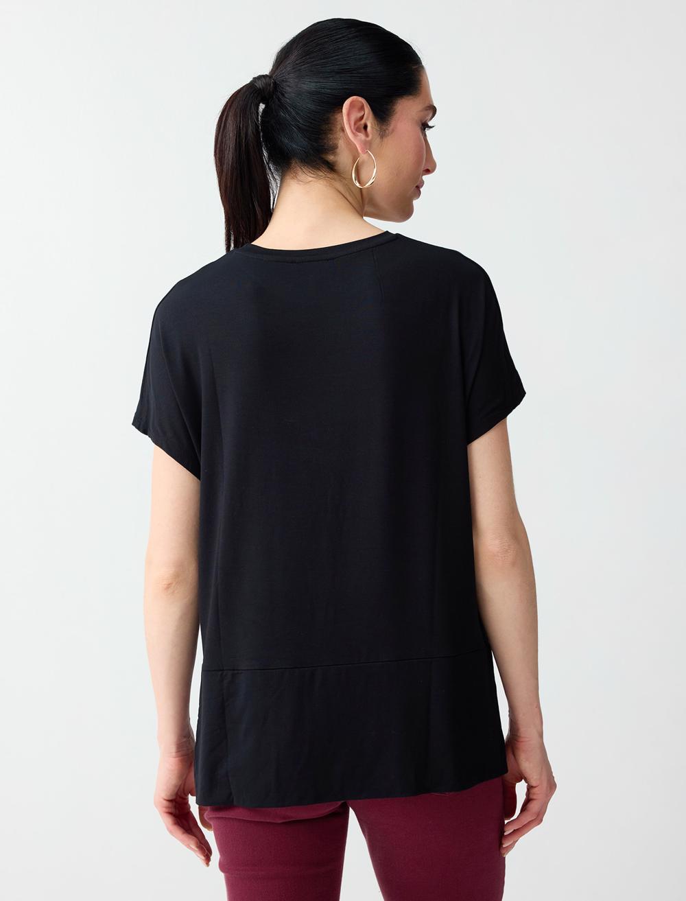 Loose Fit Crew Neck Blouse - Black - 6SW037212900