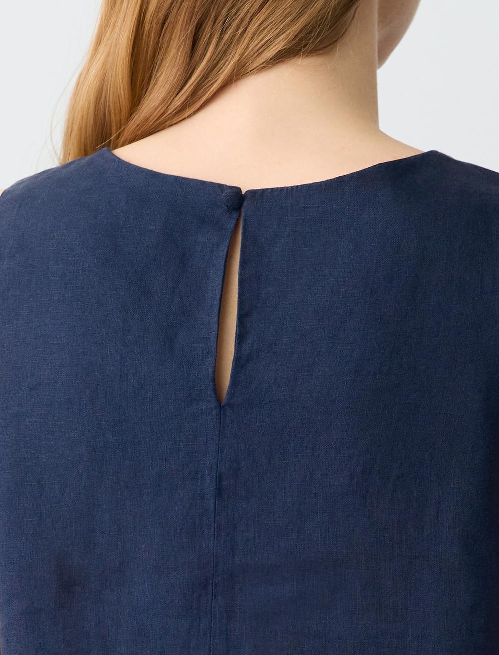 Loose Fit Crew Neck Sleeveless-Sleeve Blouse - 5SW032943