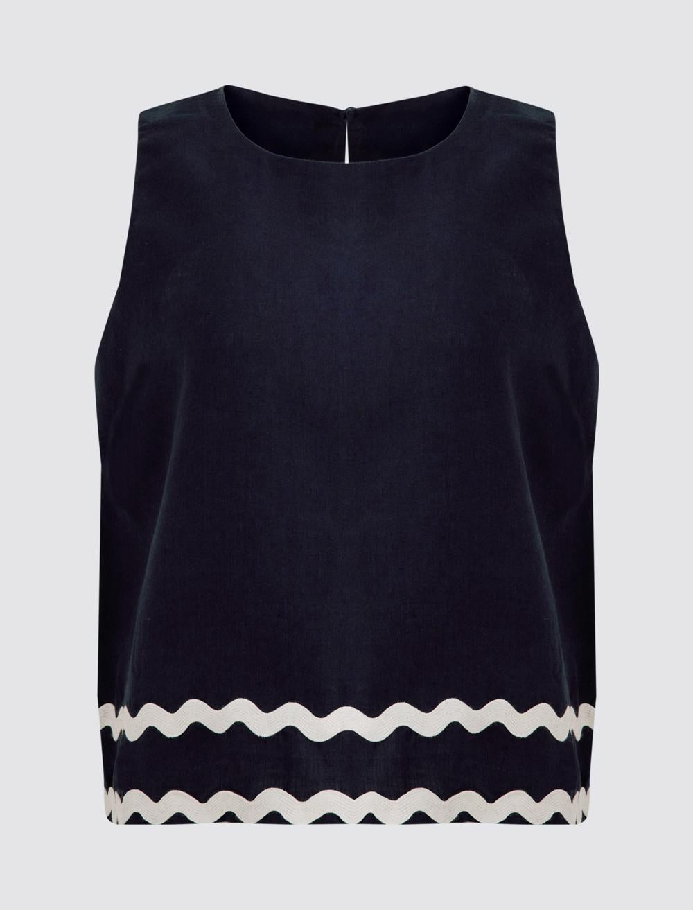 Loose Fit Crew Neck Sleeveless-Sleeve Blouse - 5SW032943