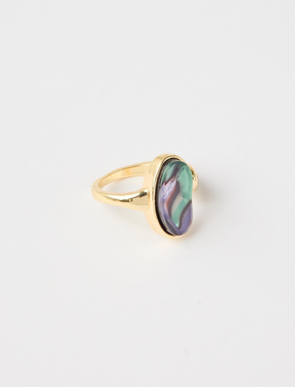Ring with Strip Figure and Enamel Detail