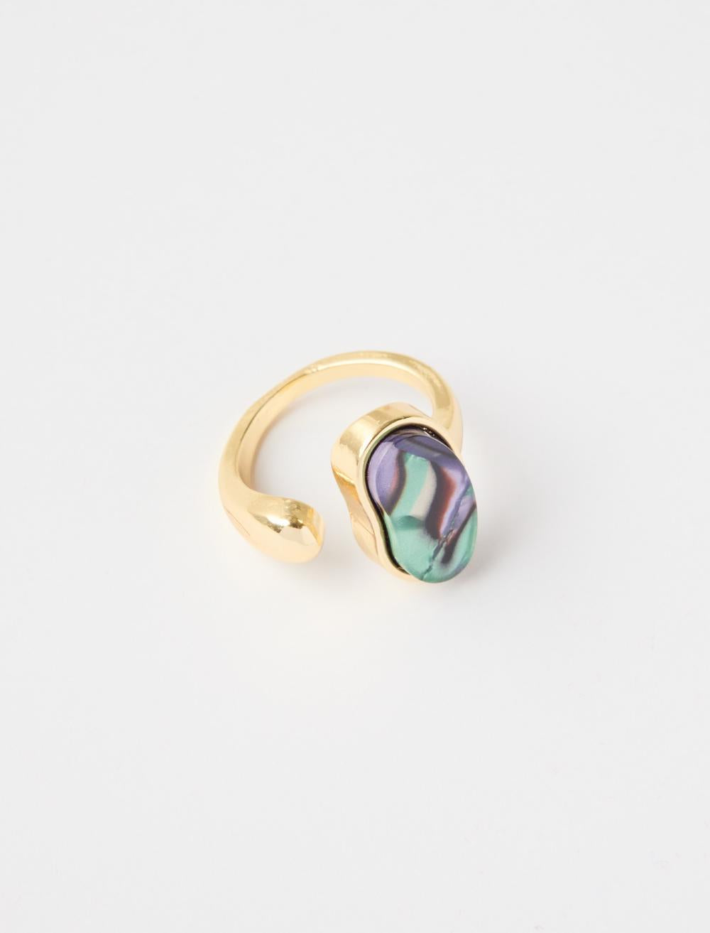 Ring with Strip Figure and Enamel Detail