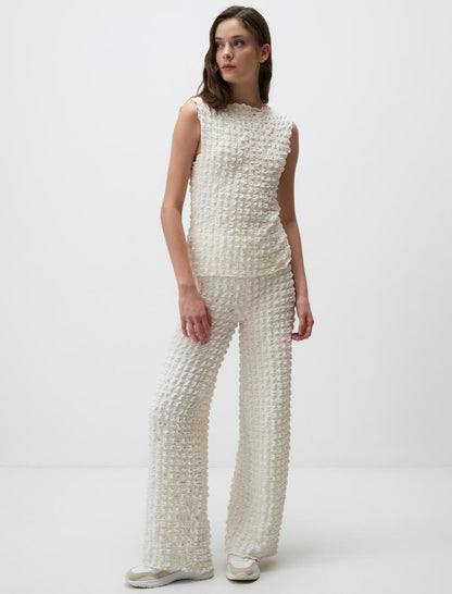 Zero Neck Slim Fit Patterned Blouse
