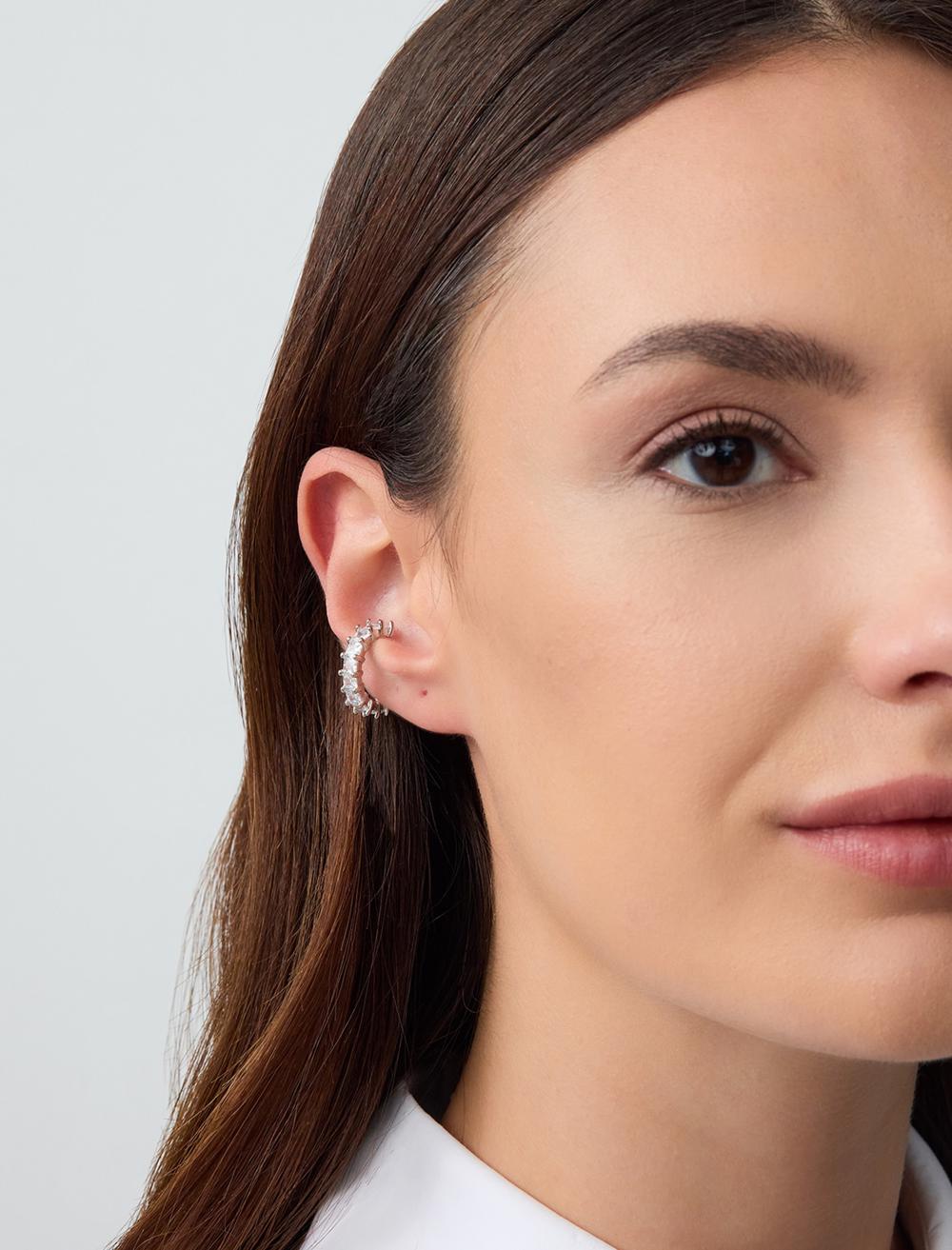 Sequenced Shiny Stone-Detailed Cartilage Earrings