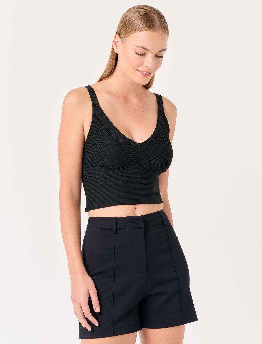 Slim Fit High Waist Woven Shorts - 23SS032001