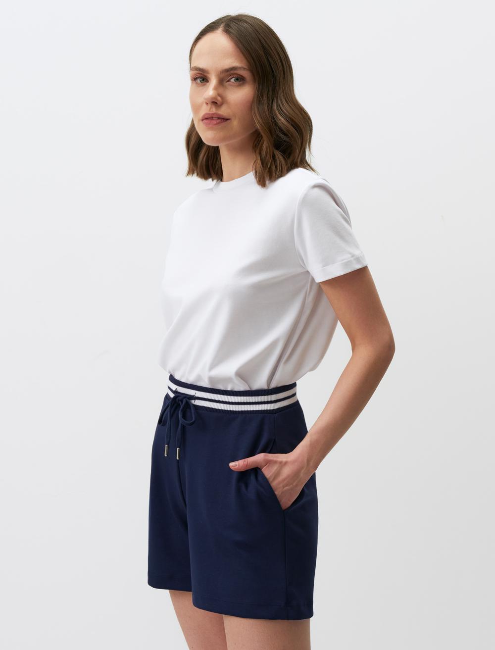 High Waist Shorts with Waist Ties - 24SS020005