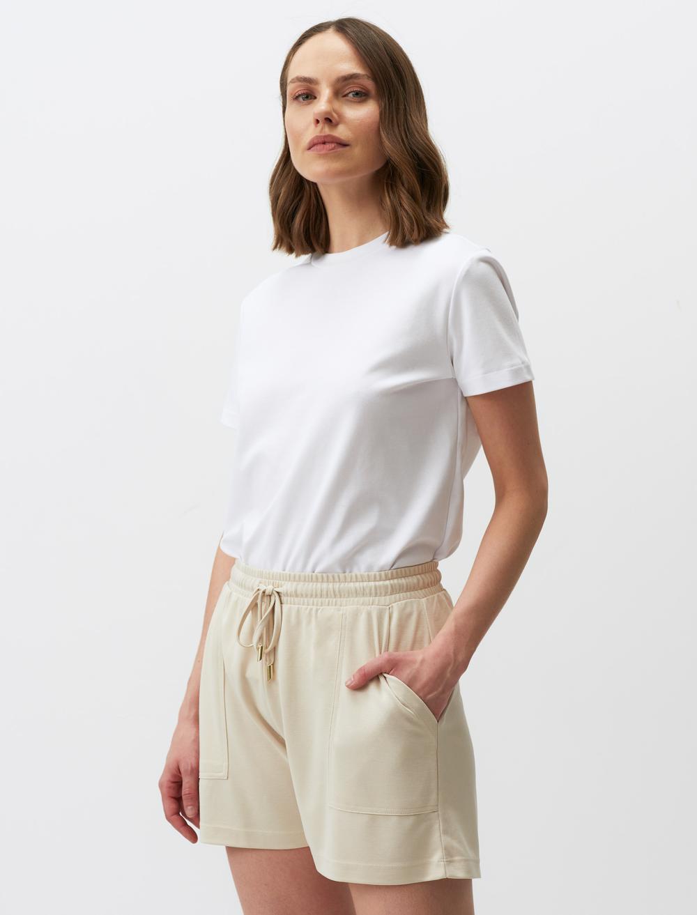 Loose Fit Regular Waist Shorts with Waist Ties - 24SS044001