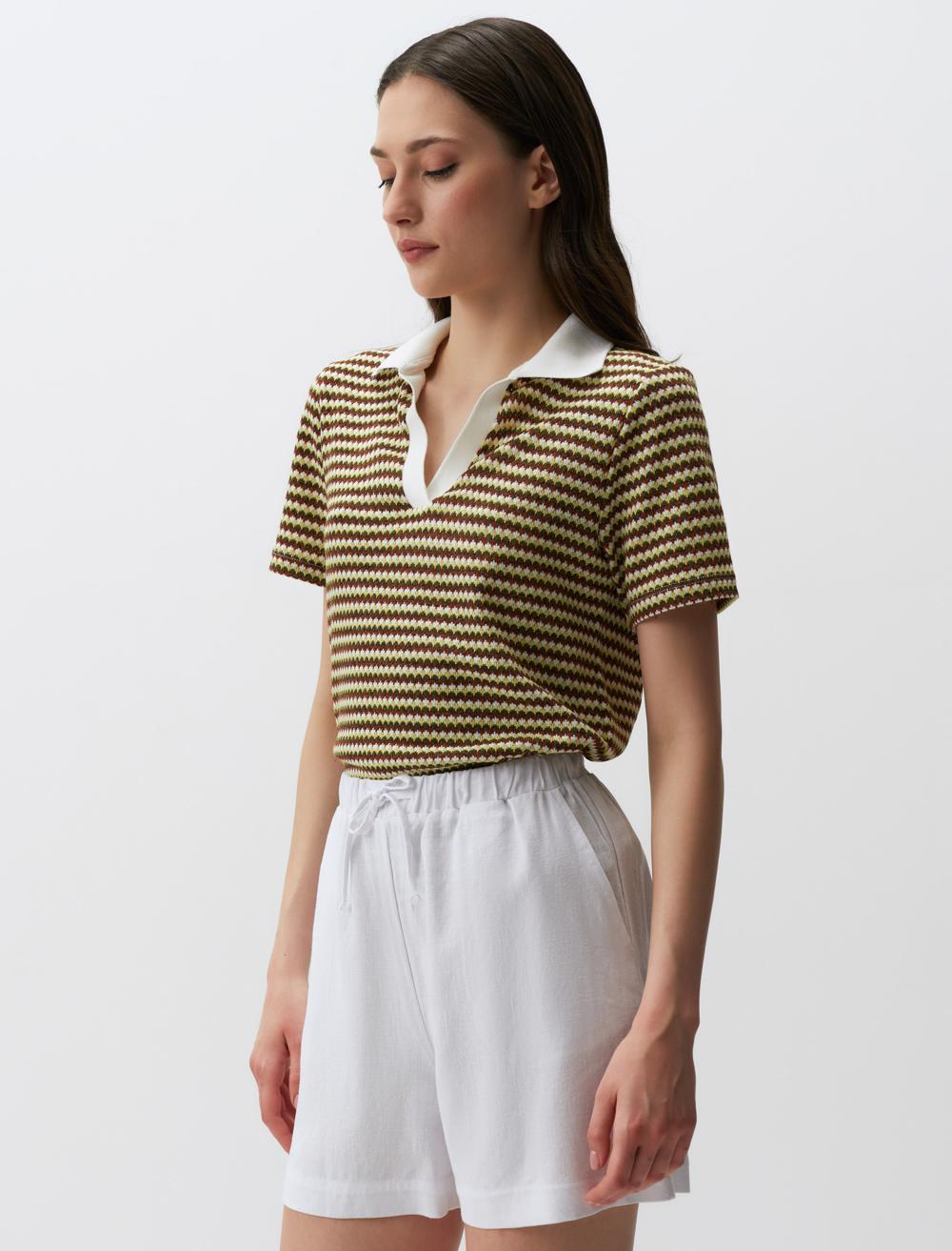 Loose Fitted Linen Shorts with Tie Waist - 24SS044025