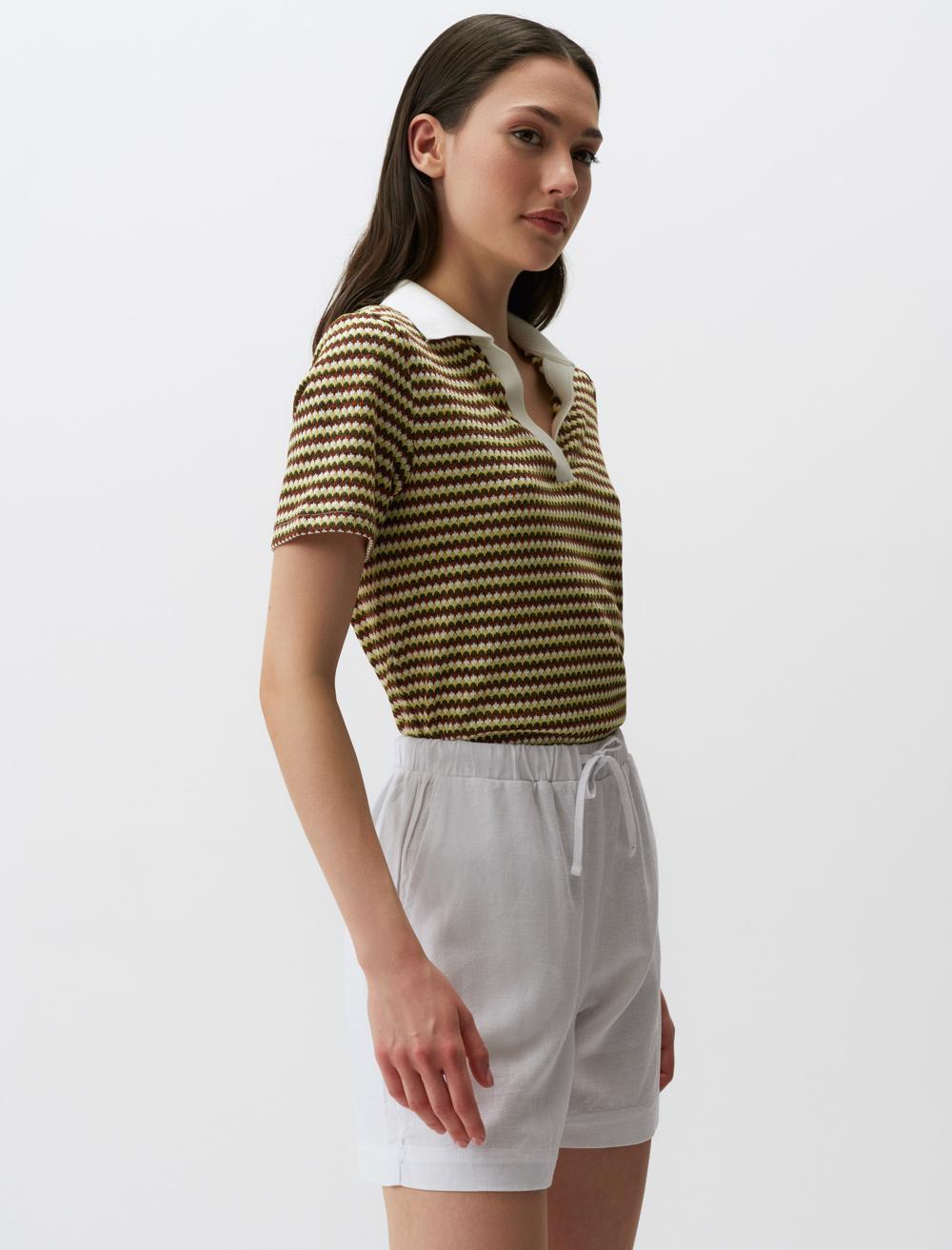 Loose Fitted Linen Shorts with Tie Waist - 24SS044025
