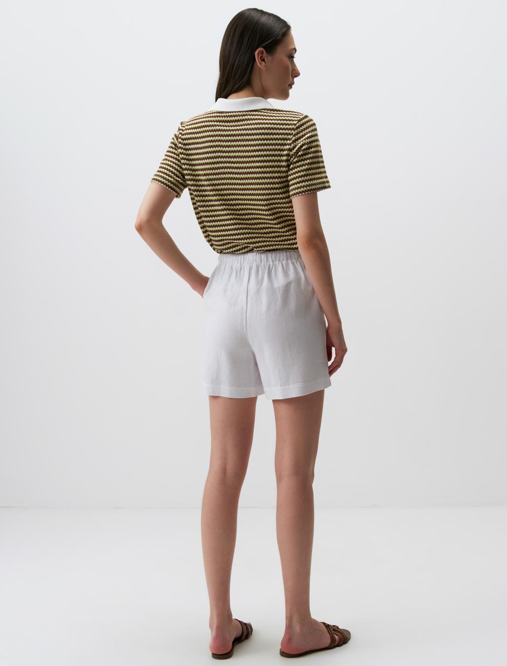 Loose Fitted Linen Shorts with Tie Waist - 24SS044025