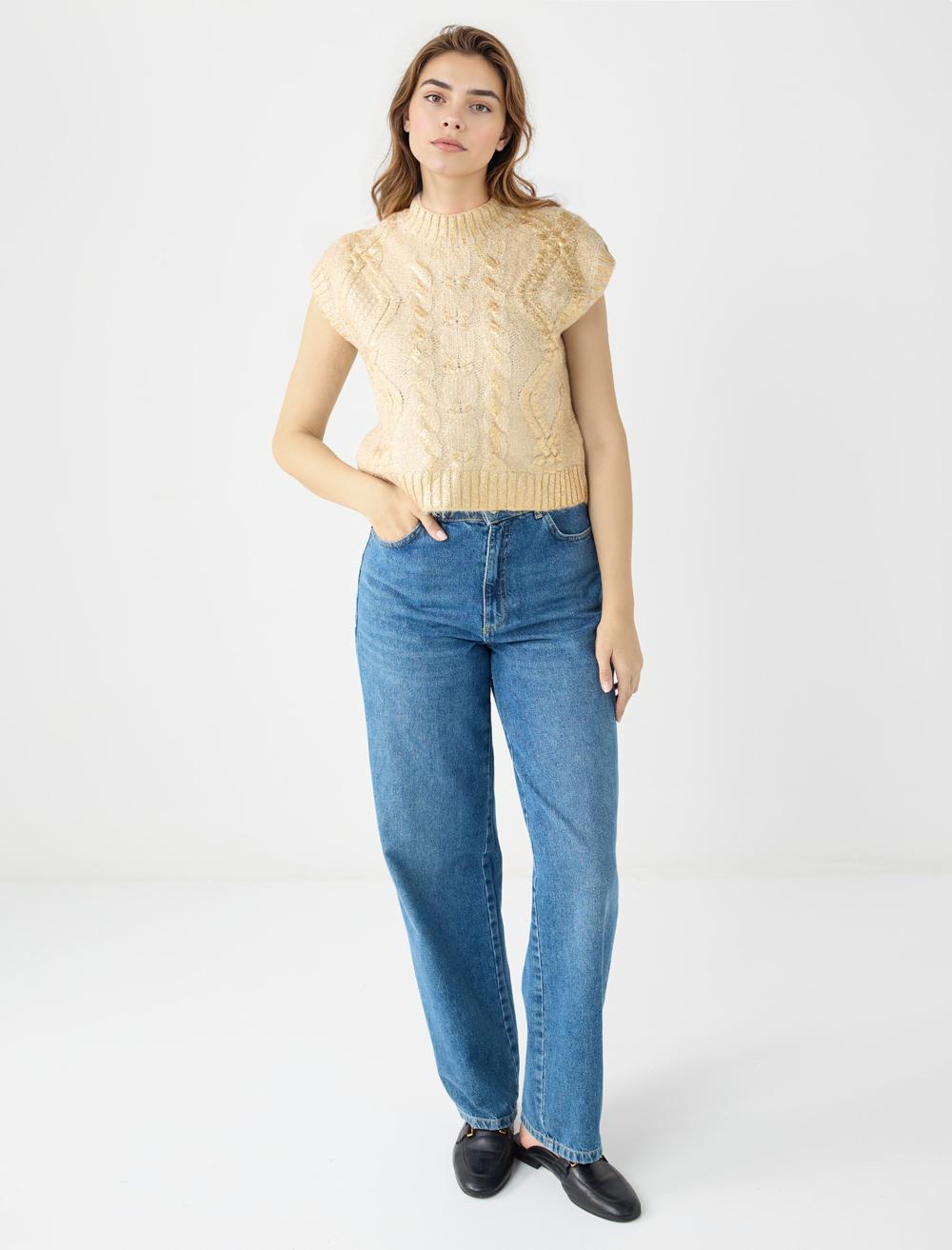 Crew Neck Sweater - Beige - 5WW224352125