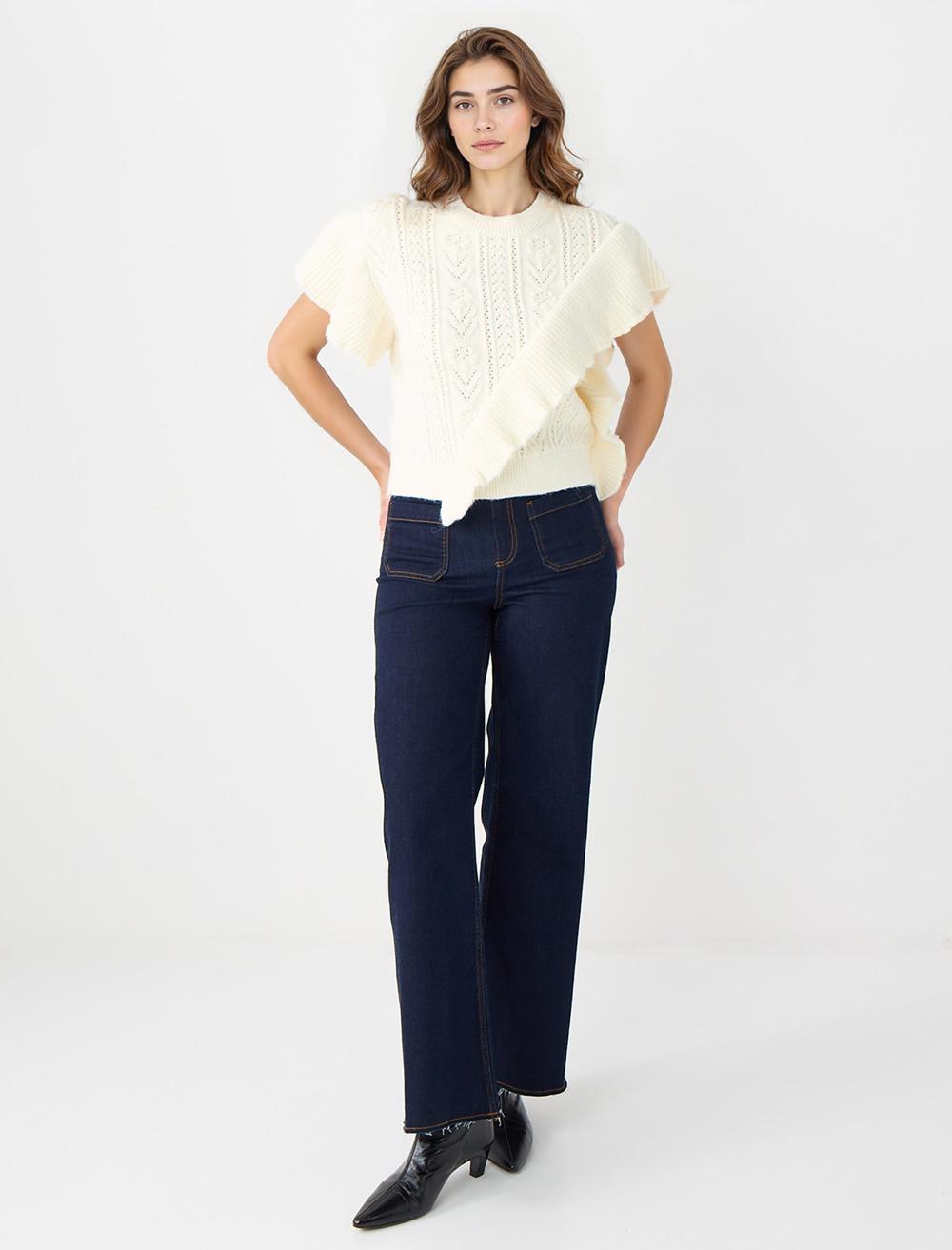 Crew Neck Sweater - Ecru - 5WW224353110