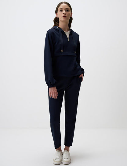 Long Sleeve Hooded Sweatshirt with Zipper Detail