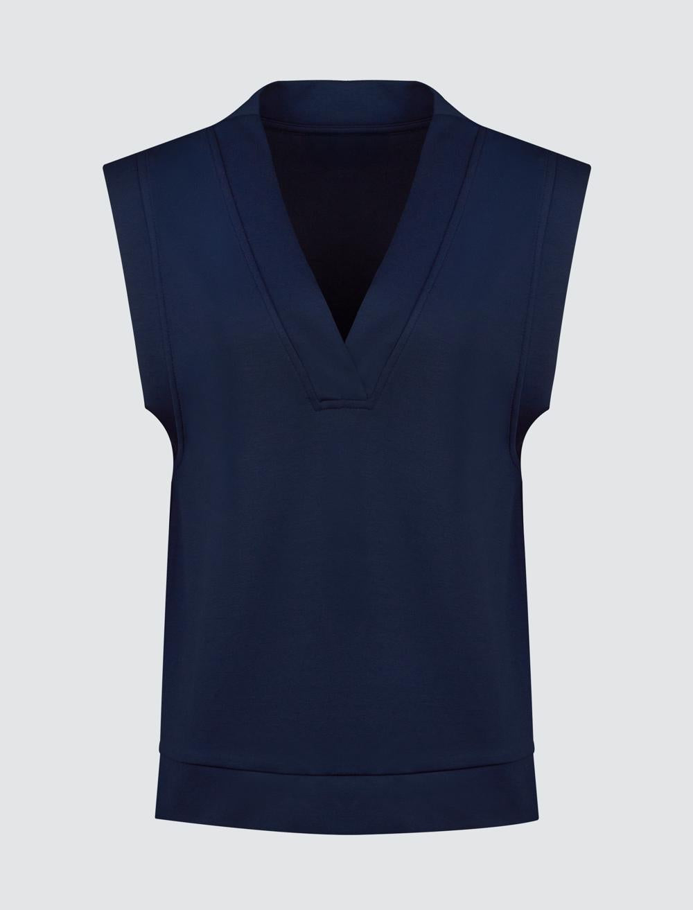 V-Neck Sleeveless-Sleeve Sweatshirt - 5SW232358