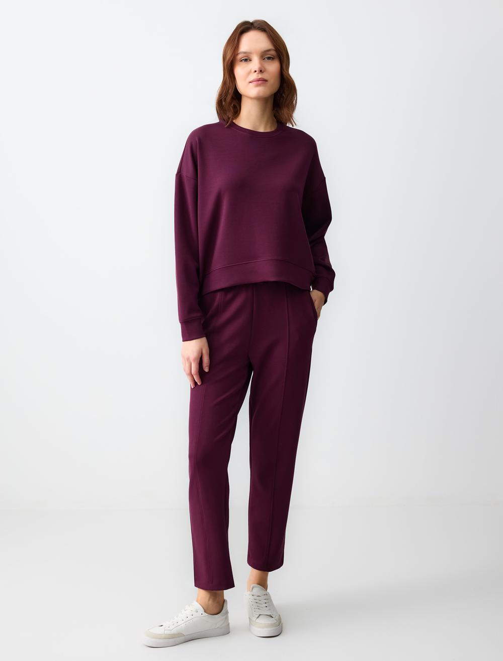 Loose Fit Crew Neck Long-Sleeve Sweatshirt - Sumac - 5SW232782603