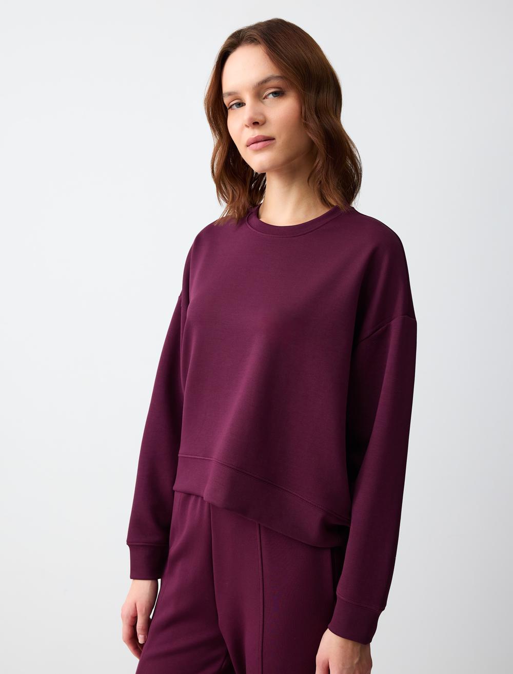Loose Fit Crew Neck Long-Sleeve Sweatshirt - Sumac - 5SW232782603