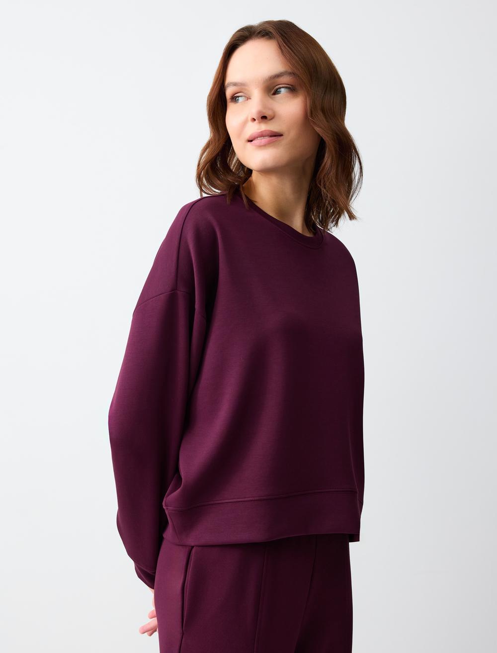 Loose Fit Crew Neck Long-Sleeve Sweatshirt - Sumac - 5SW232782603