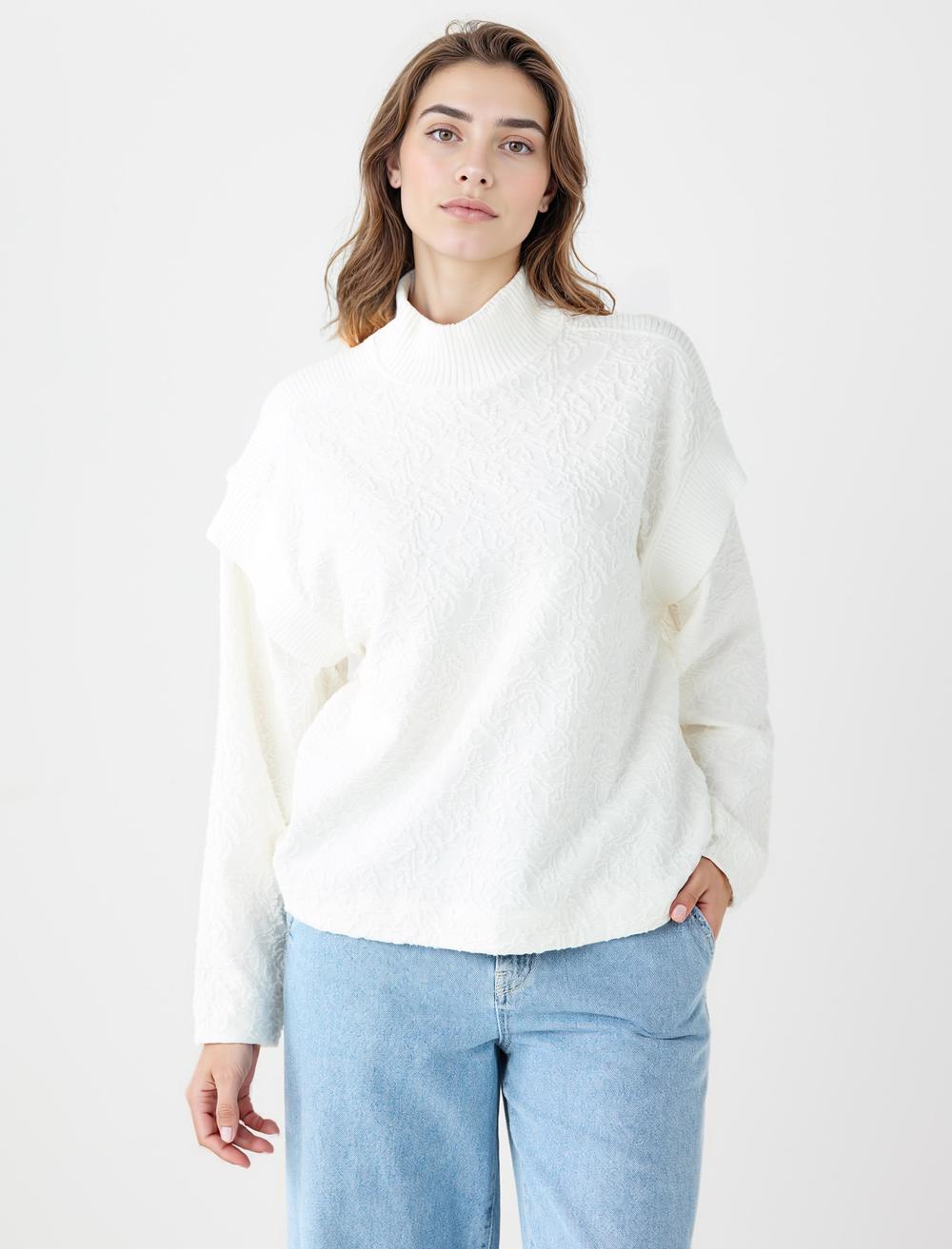High Collar Long-Sleeve Sweatshirt - 5WW236029