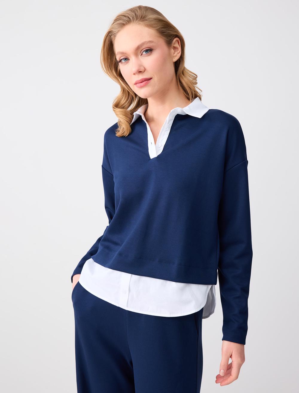 Shirt Collar Modal Knit Sweatshirt - 6SW235644