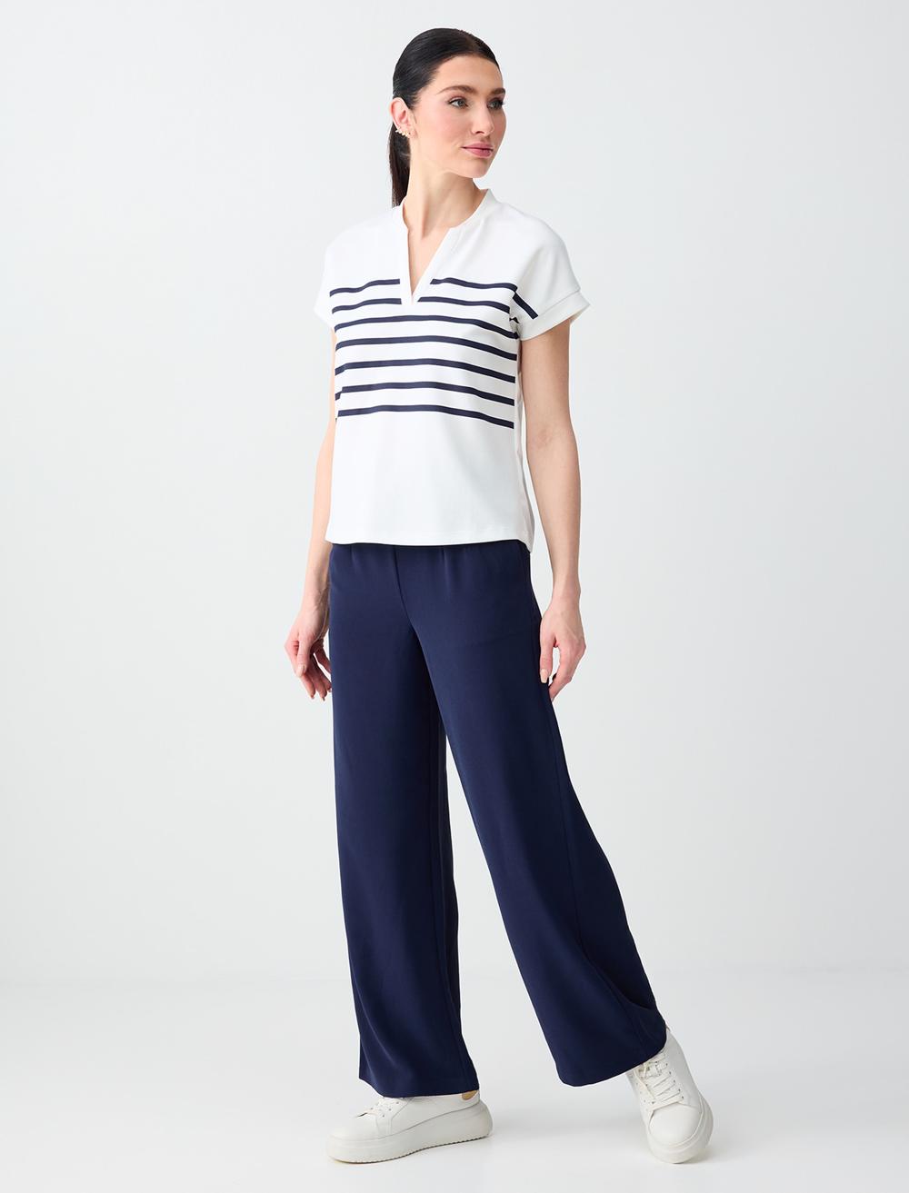 Normal Fit V-Neck Sweatshirt - White - 6SW235709100