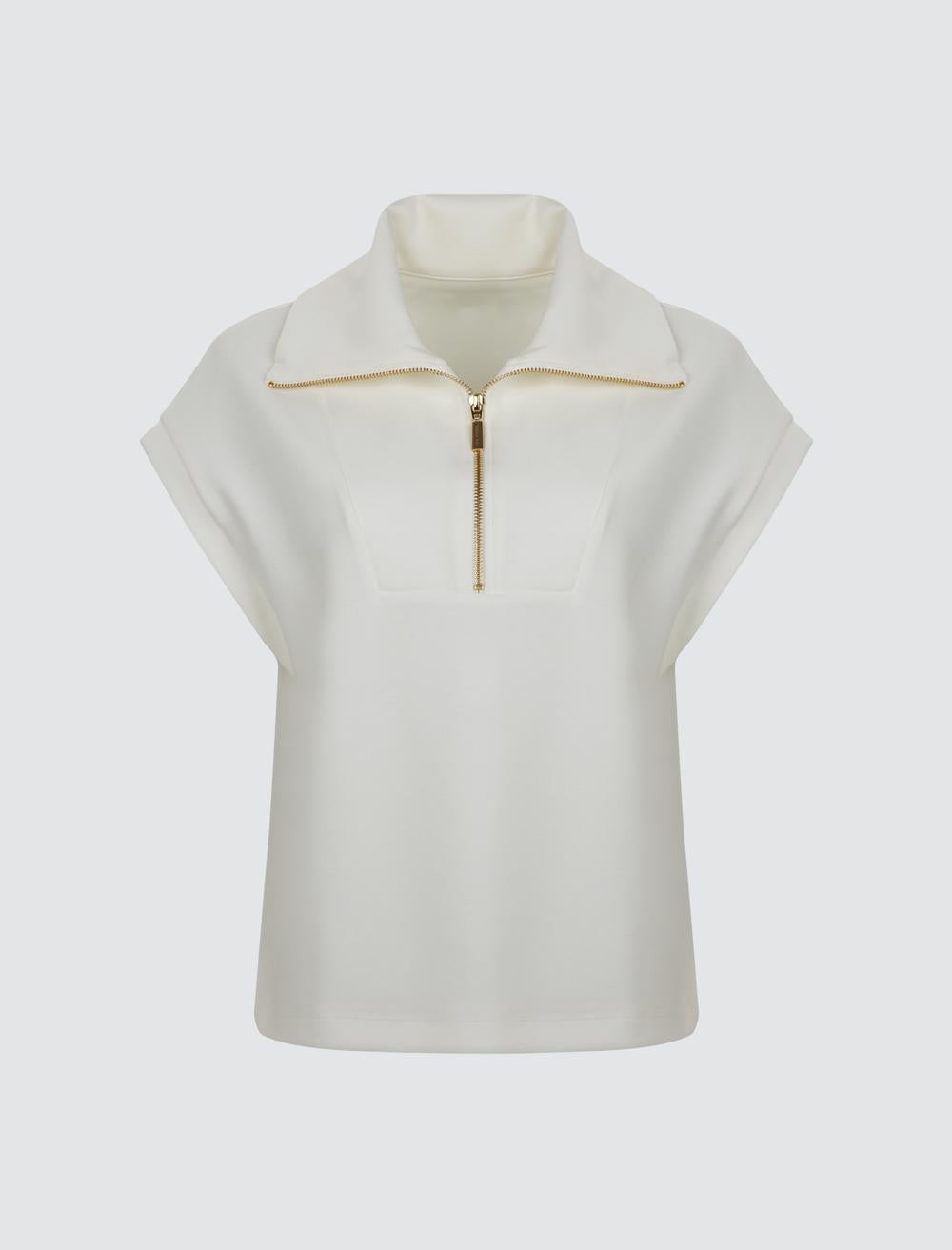 Ss Zippered Sweatshirt - White