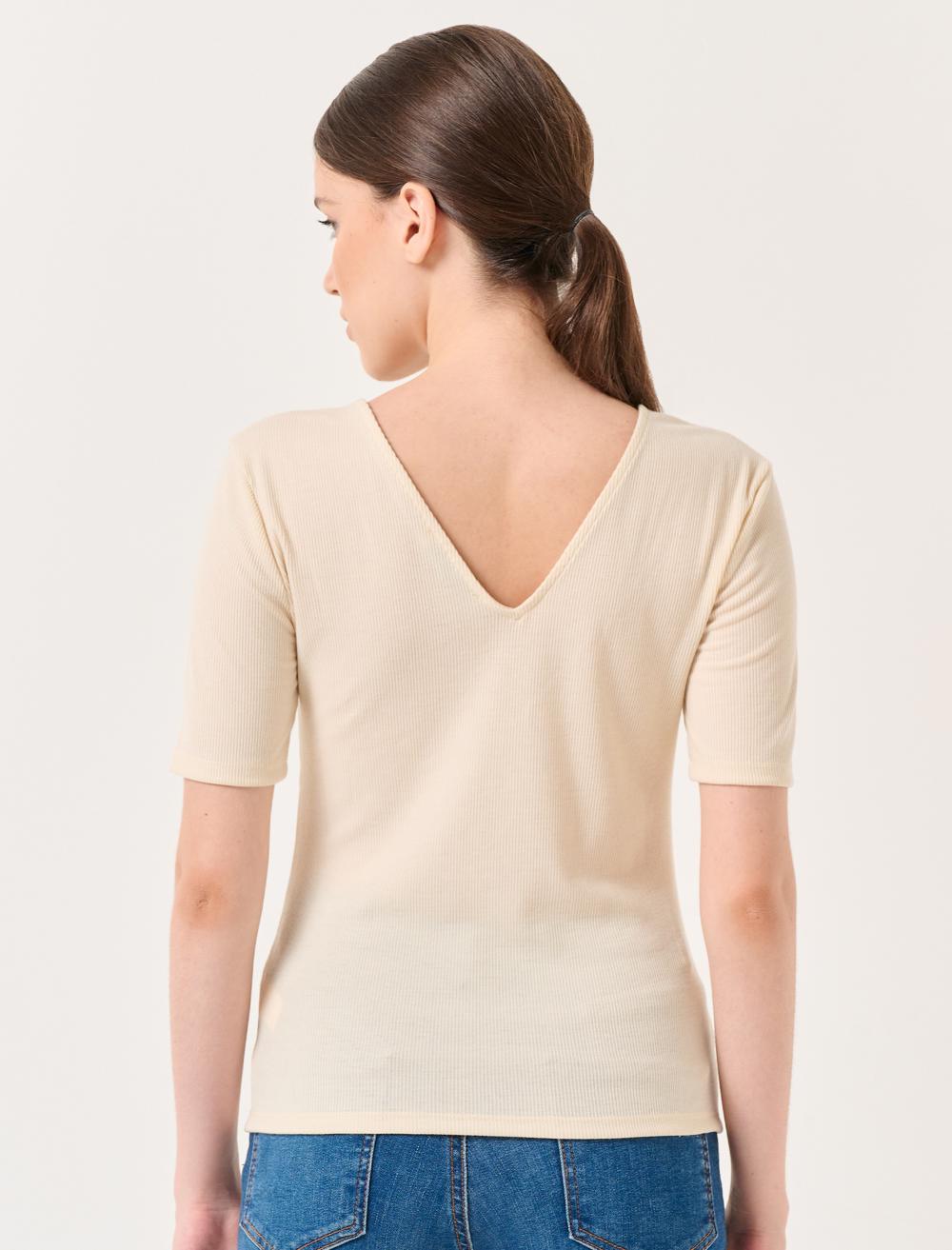Scoop Neck Short-Sleeve T-shirt - 23ST075005